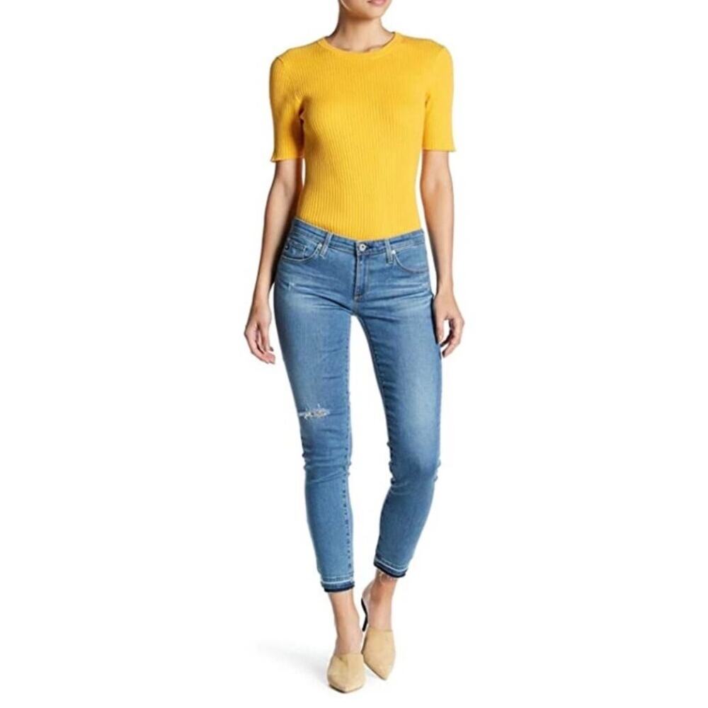 AG Adriano Goldschmied the Stevie Ankle slim straight ankle jeans, raw hem, 27R